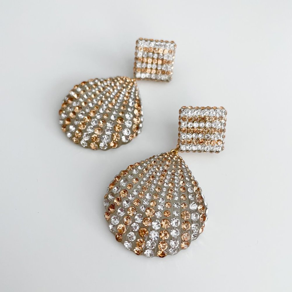 J. Crew Acetate Shell Earrings with Pavé Crystals - Picture 2 of 3